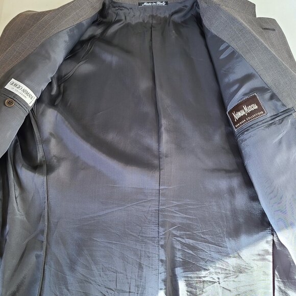 Giorgio Armani Virgin Wool Blazer Made in Italy Size 41 Reg One Button Striped - Picture 10 of 14